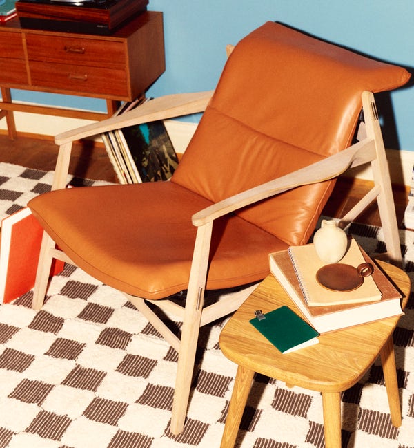 Stolab© Link Easy chair oak bright matt laquer with leather cushion and Palle stool oak natural oil 4.jpg