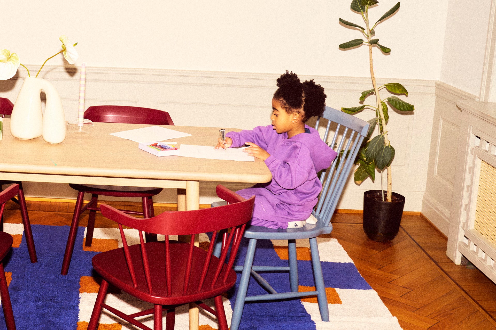 Stolab© Småland Bistro chair birch lingonberry and miss holly table oak bright matt laquer and lilla åland thunder (6).jpg