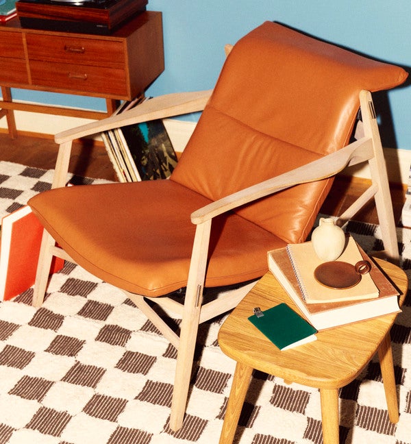 Stolab© Link Easy chair oak bright matt laquer with leather cushion and Palle stool oak natural oil 4.jpg